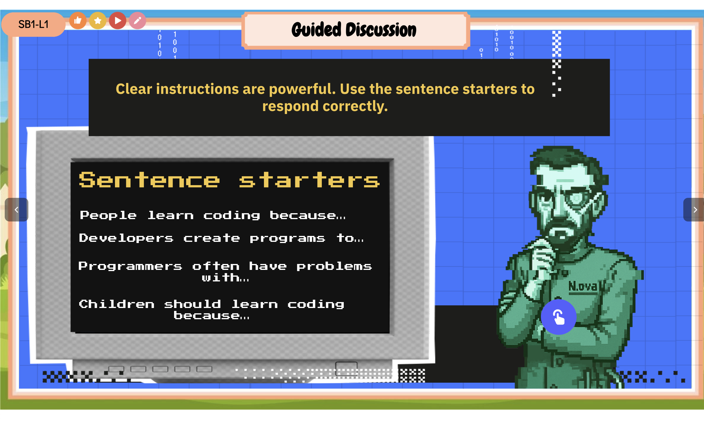 Sentence patterns slide for giving opinions in a B1-B2 ESL speaking lesson for teens